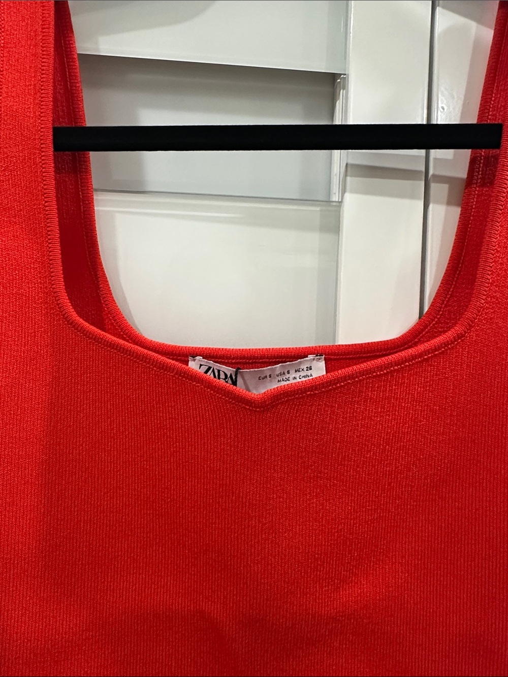 Zara Red Square-Neck Ribbed Tank - Picture 5 of 6